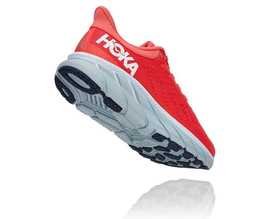 Tenis Hoka One One Mujer Rojos/Blancos - Clifton 7 - ZPSL85642